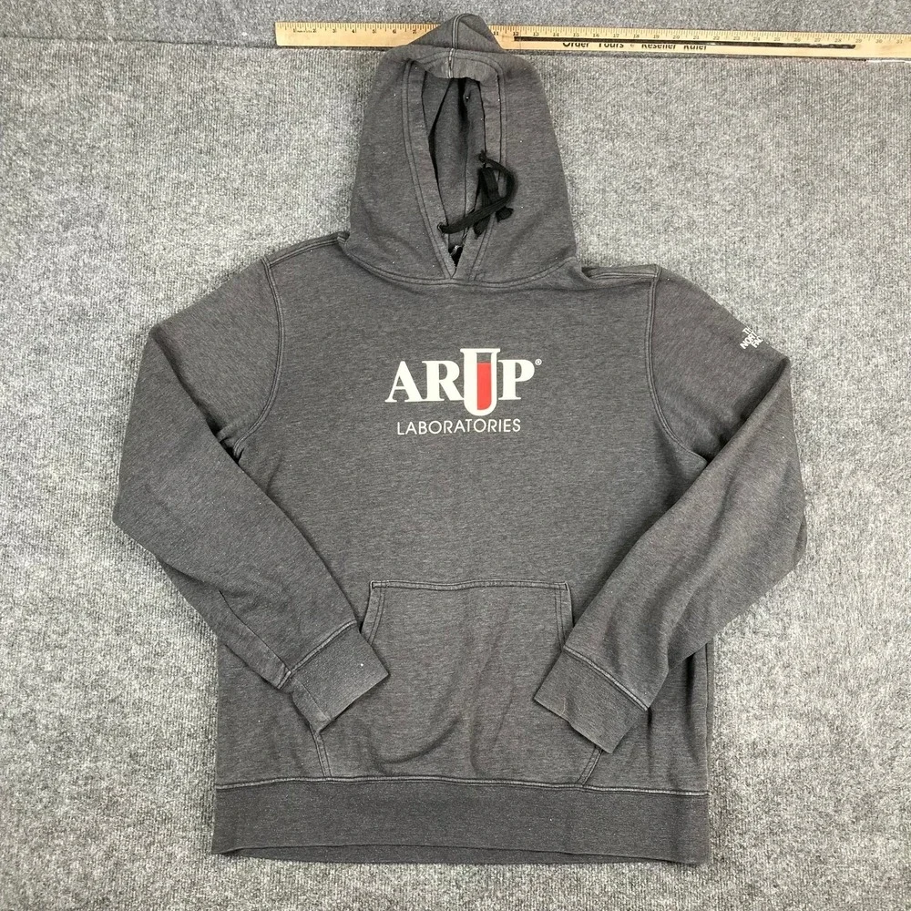 The North Face Hoodie Mens XL Gray ARUP Logo Pullover Sweatshirt‎